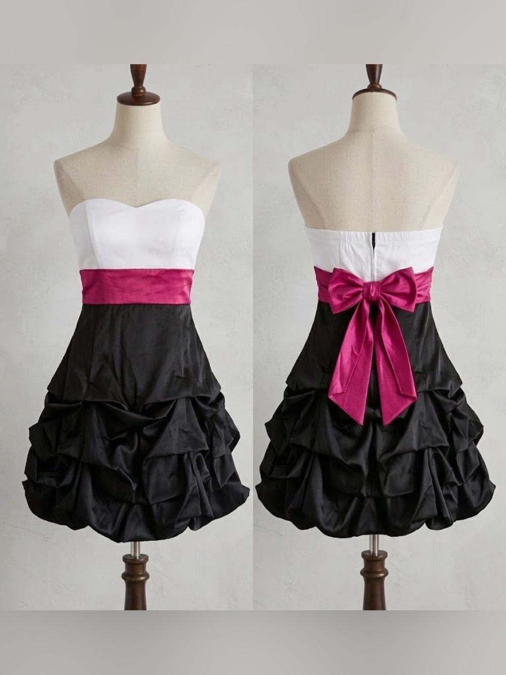 Ruby Rox Strapless Bubble Hem Sash Bow Homecoming Hoco Cocktail Party Dress Sz 5